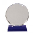 CRY501 Round Faceted Crystal on Blue Pedestal Base 