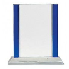 CRY241    inch Blue 2-Edge Crystal on Clear Base 