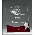 Standing glass award with star
