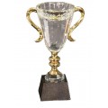 CRY039 Gold Handle Crystal Cup with Marble Base