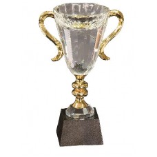 CRY039 Gold Handle Crystal Cup with Marble Base