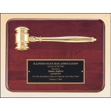 PG3751 Gold Electroplated Metal Gavel on Rosewood Piano Finish