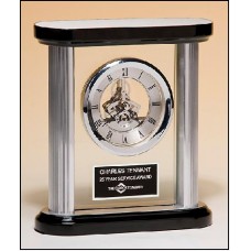 BC977  Silver Skeleton Clock 