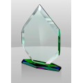 G186 Jade Victory glass award with a prism base