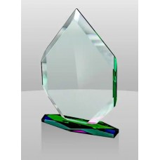 G186 Jade Victory glass award with a prism base