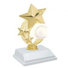 6" Color 3-Star Baseball Spinning award