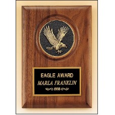American walnut plaque with eagle medallion.