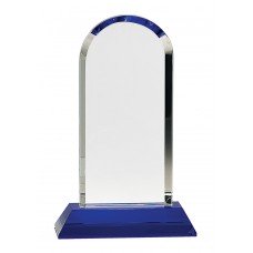 CRY273   Clear Crystal Dome on Blue Pedestal Base 