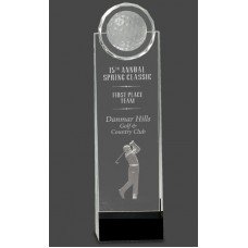 CRY167  Clear/Black Crystal Stand-up with 3D Golfer
